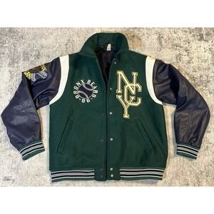 Bronx Bears Varsity Jacket Unisex XXS Green Navy Baseball Sports Divided H&M